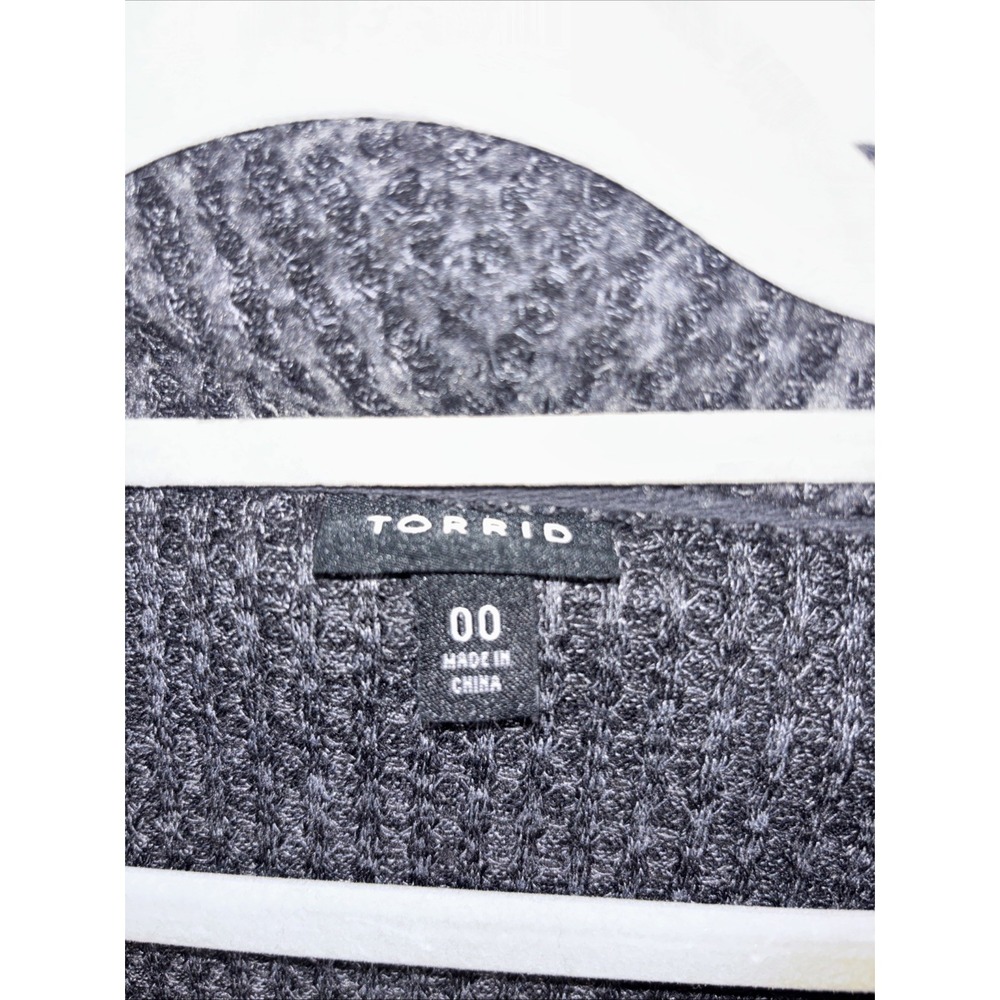 Torrid 00 Charcoal Gray Brushed Waffle Cowl Neck Top Long Sleeve Cozy Sweater - Picture 4 of 10